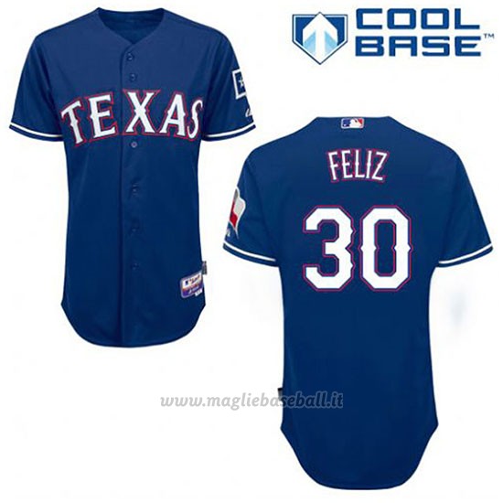 Maglia Baseball Uomo Texas Rangers Neftali Feliz 30 Blu Alterner Cool Base